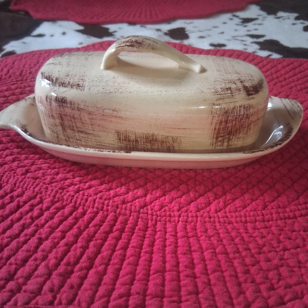 Rustic Cream and Brown Butter Dish